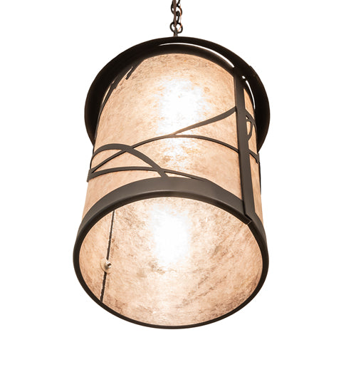 Meyda Lighting Branches 10" Textured Black Pendant Light With Silver Mica Shade Glass