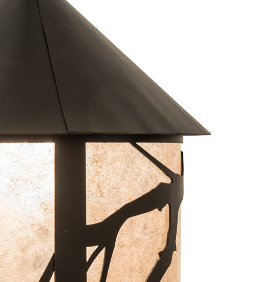 Meyda Lighting Branches 10" Textured Black Pendant Light With Silver Mica Shade Glass