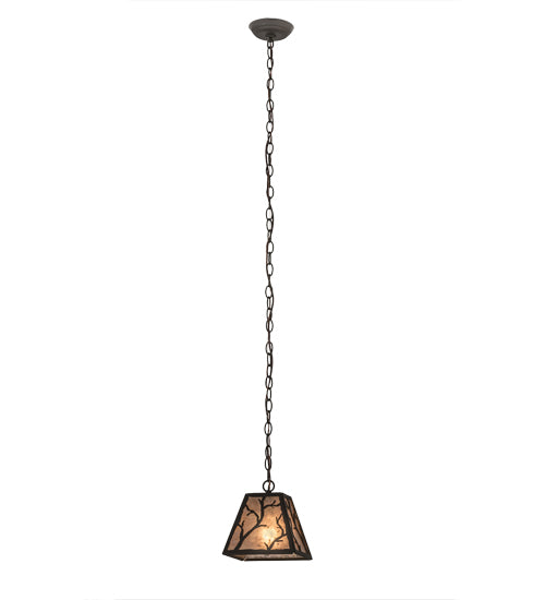 Meyda Lighting Branches 11" Oil Rubbed Bronze Pendant Light With Silver Mica Shade Glass