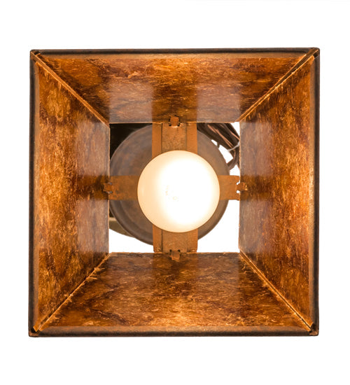 Meyda Lighting Branches 11" Rusty Nail Pendant Light With Amber Mica Shade Glass