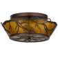 Meyda Lighting Branches 16" 2-Light Mahogany Bronze Flush Mount Light With Amber Mica Shade Glass