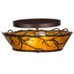 Meyda Lighting Branches 16" 2-Light Mahogany Bronze Flush Mount Light With Amber Mica Shade Glass