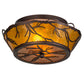 Meyda Lighting Branches 16" 2-Light Mahogany Bronze Flush Mount Light With Amber Mica Shade Glass
