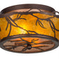 Meyda Lighting Branches 16" 2-Light Mahogany Bronze Flush Mount Light With Amber Mica Shade Glass