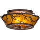 Meyda Lighting Branches 16" 2-Light Mahogany Bronze Flush Mount Light With Amber Mica Shade Glass