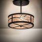Meyda Lighting Branches 18" 2-Light Black Satin Wrought Iron Semi-flush Mount Light With Silver Mica Shade Glass