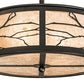 Meyda Lighting Branches 18" 2-Light Black Satin Wrought Iron Semi-flush Mount Light With Silver Mica Shade Glass