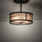 Meyda Lighting Branches 18" 2-Light Dark Burnished Antique Copper Semi-flush Mount Light With Silver Mica Shade Glass