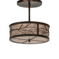 Meyda Lighting Branches 18" 2-Light Dark Burnished Antique Copper Semi-flush Mount Light With Silver Mica Shade Glass