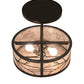Meyda Lighting Branches 18" 2-Light Dark Burnished Antique Copper Semi-flush Mount Light With Silver Mica Shade Glass
