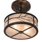 Meyda Lighting Branches 18" 2-Light Dark Burnished Antique Copper Semi-flush Mount Light With Silver Mica Shade Glass