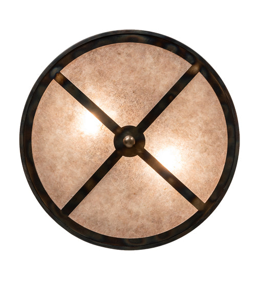 Meyda Lighting Branches 18" 2-Light Dark Burnished Antique Copper Semi-flush Mount Light With Silver Mica Shade Glass