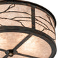 Meyda Lighting Branches 18" 2-Light Dark Burnished Antique Copper Semi-flush Mount Light With Silver Mica Shade Glass