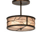Meyda Lighting Branches 18" 2-Light Dark Burnished Antique Copper Semi-flush Mount Light With Silver Mica Shade Glass