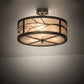 Meyda Lighting Branches 18" 3-Light Dark Burnished Antique Copper Semi-flush Mount Light With Silver Mica Shade Glass