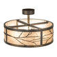Meyda Lighting Branches 18" 3-Light Dark Burnished Antique Copper Semi-flush Mount Light With Silver Mica Shade Glass