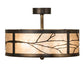 Meyda Lighting Branches 18" 3-Light Dark Burnished Antique Copper Semi-flush Mount Light With Silver Mica Shade Glass