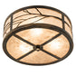 Meyda Lighting Branches 18" 3-Light Dark Burnished Antique Copper Semi-flush Mount Light With Silver Mica Shade Glass