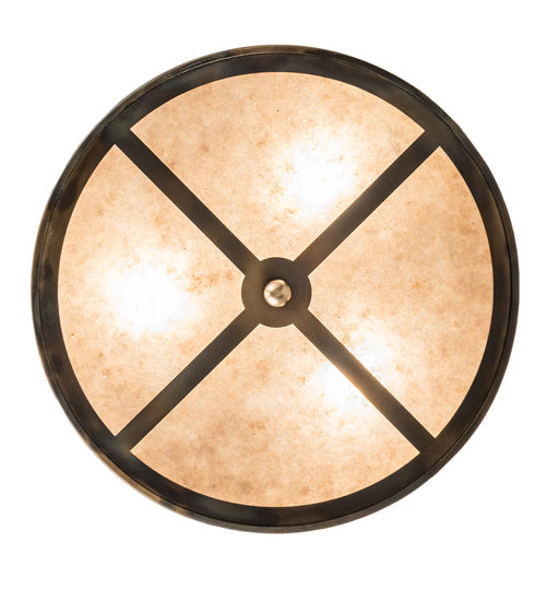 Meyda Lighting Branches 18" 3-Light Dark Burnished Antique Copper Semi-flush Mount Light With Silver Mica Shade Glass