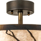 Meyda Lighting Branches 18" 3-Light Dark Burnished Antique Copper Semi-flush Mount Light With Silver Mica Shade Glass