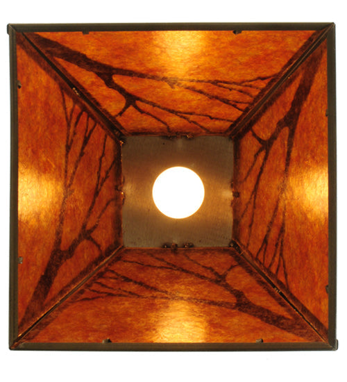 Meyda Lighting Branches 19" Antique Copper Pendant Light With Amber Mica Shade Glass