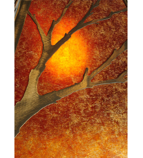 Meyda Lighting Branches 19" Antique Copper Pendant Light With Amber Mica Shade Glass