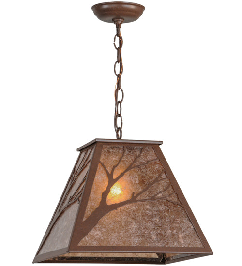 Meyda Lighting Branches 19" Cafe Noir Pendant Light With Silver Mica Shade Glass