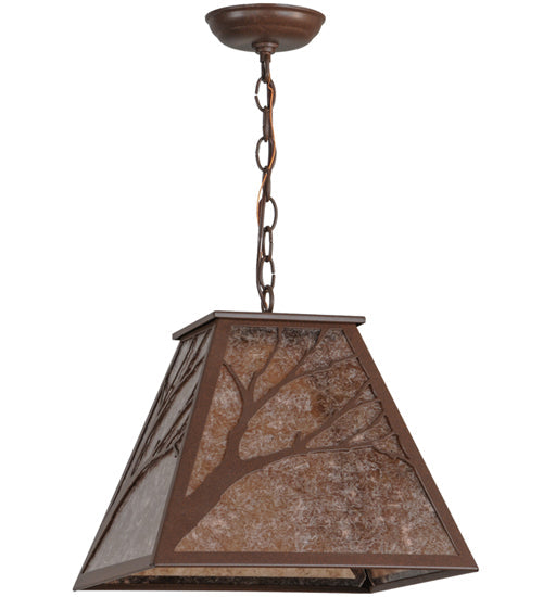 Meyda Lighting Branches 19" Cafe Noir Pendant Light With Silver Mica Shade Glass