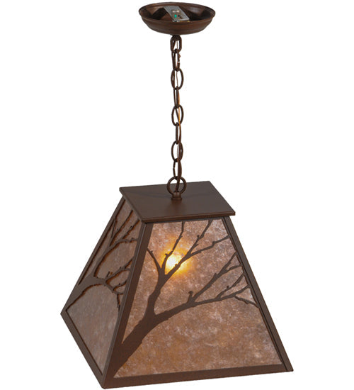 Meyda Lighting Branches 19" Cafe Noir Pendant Light With Silver Mica Shade Glass