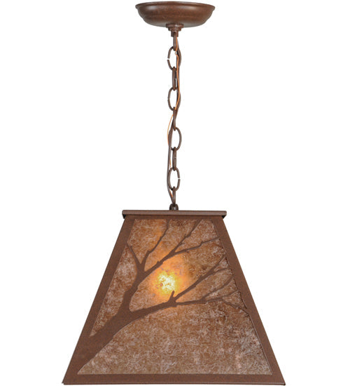 Meyda Lighting Branches 19" Cafe Noir Pendant Light With Silver Mica Shade Glass