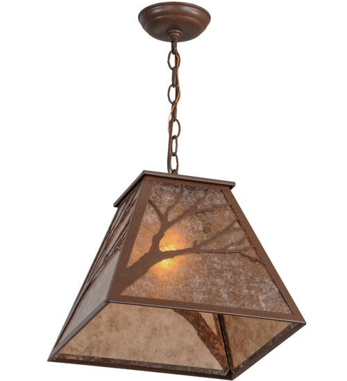 Meyda Lighting Branches 19" Cafe Noir Pendant Light With Silver Mica Shade Glass