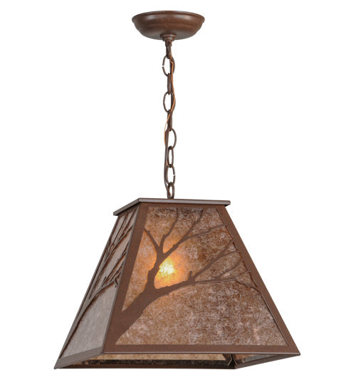 Meyda Lighting Branches 19" Cafe Noir Pendant Light With Silver Mica Shade Glass