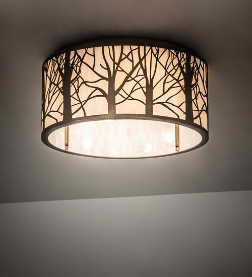 Meyda Lighting Branches 20" 4-Light Antique Copper Flush Mount Light With Ivory Fleshtone Shade