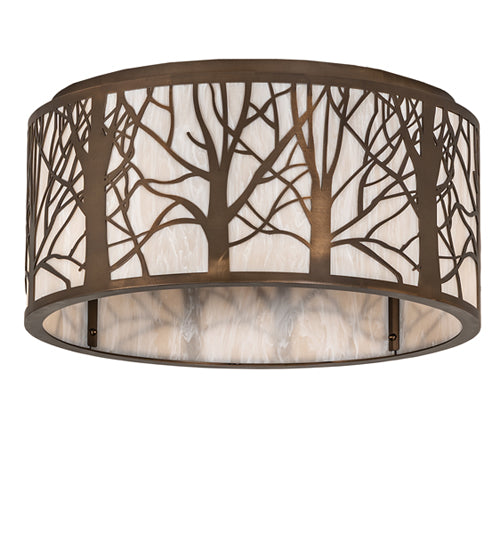 Meyda Lighting Branches 20" 4-Light Antique Copper Flush Mount Light With Ivory Fleshtone Shade