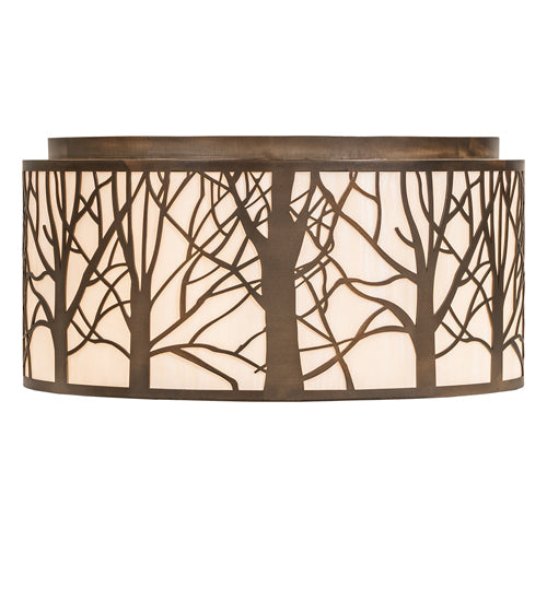 Meyda Lighting Branches 20" 4-Light Antique Copper Flush Mount Light With Ivory Fleshtone Shade