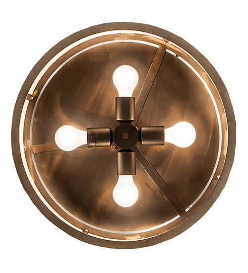 Meyda Lighting Branches 20" 4-Light Antique Copper Flush Mount Light With Ivory Fleshtone Shade