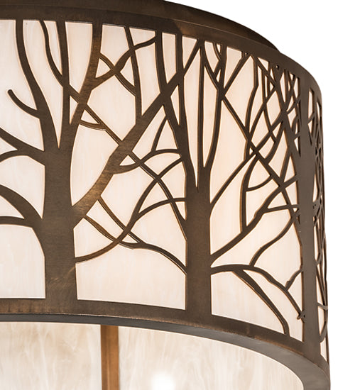 Meyda Lighting Branches 20" 4-Light Antique Copper Flush Mount Light With Ivory Fleshtone Shade