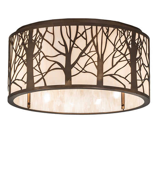 Meyda Lighting Branches 20" 4-Light Antique Copper Flush Mount Light With Ivory Fleshtone Shade