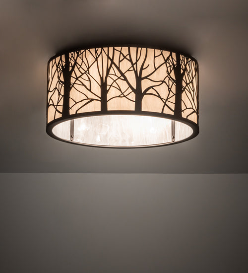 Meyda Lighting Branches 20" 4-Light Oil Rubbed Bronze Flush Mount Light With Sahara Taupe Shade