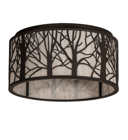 Meyda Lighting Branches 20" 4-Light Oil Rubbed Bronze Flush Mount Light With Sahara Taupe Shade
