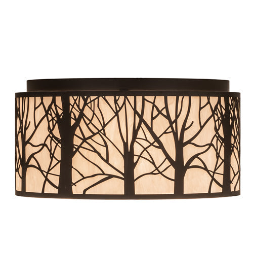 Meyda Lighting Branches 20" 4-Light Oil Rubbed Bronze Flush Mount Light With Sahara Taupe Shade