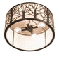 Meyda Lighting Branches 20" 4-Light Oil Rubbed Bronze Flush Mount Light With Sahara Taupe Shade