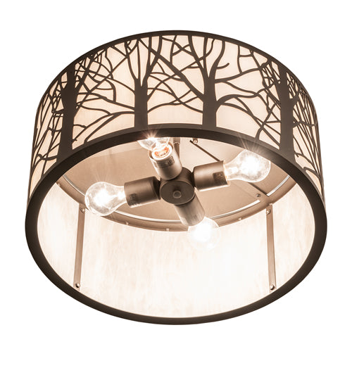 Meyda Lighting Branches 20" 4-Light Oil Rubbed Bronze Flush Mount Light With Sahara Taupe Shade