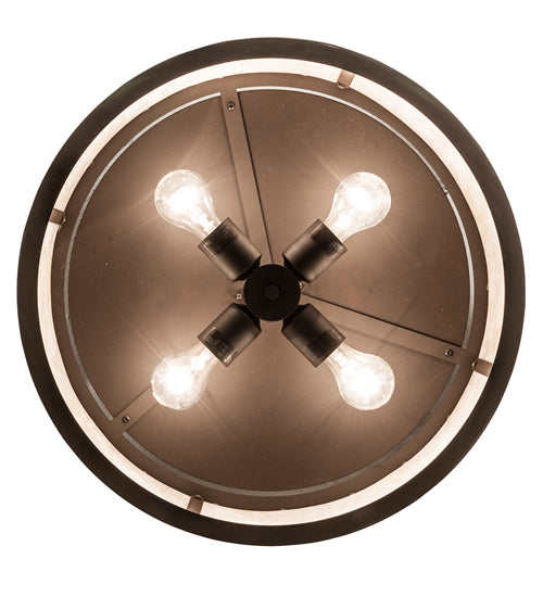 Meyda Lighting Branches 20" 4-Light Oil Rubbed Bronze Flush Mount Light With Sahara Taupe Shade