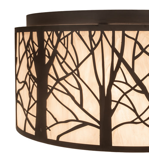 Meyda Lighting Branches 20" 4-Light Oil Rubbed Bronze Flush Mount Light With Sahara Taupe Shade