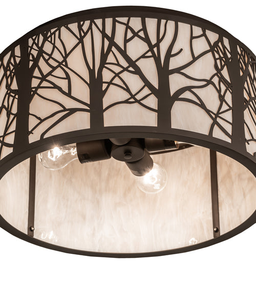 Meyda Lighting Branches 20" 4-Light Oil Rubbed Bronze Flush Mount Light With Sahara Taupe Shade