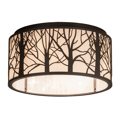 Meyda Lighting Branches 20" 4-Light Oil Rubbed Bronze Flush Mount Light With Sahara Taupe Shade