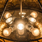 Meyda Lighting Branches 20" 8-Light Antique Copper Inverted Pendant Light With Amber Mica Shade Glass