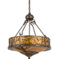 Meyda Lighting Branches 20" 8-Light Antique Copper Inverted Pendant Light With Amber Mica Shade Glass