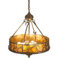 Meyda Lighting Branches 20" 8-Light Antique Copper Inverted Pendant Light With Amber Mica Shade Glass